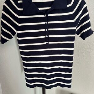 Nordstrom Navy and White Striped Button Down Shirt